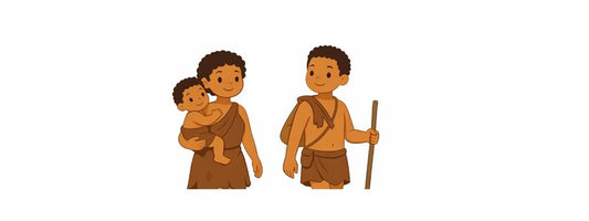 Illustration of Khoisan people - San bushmen family 